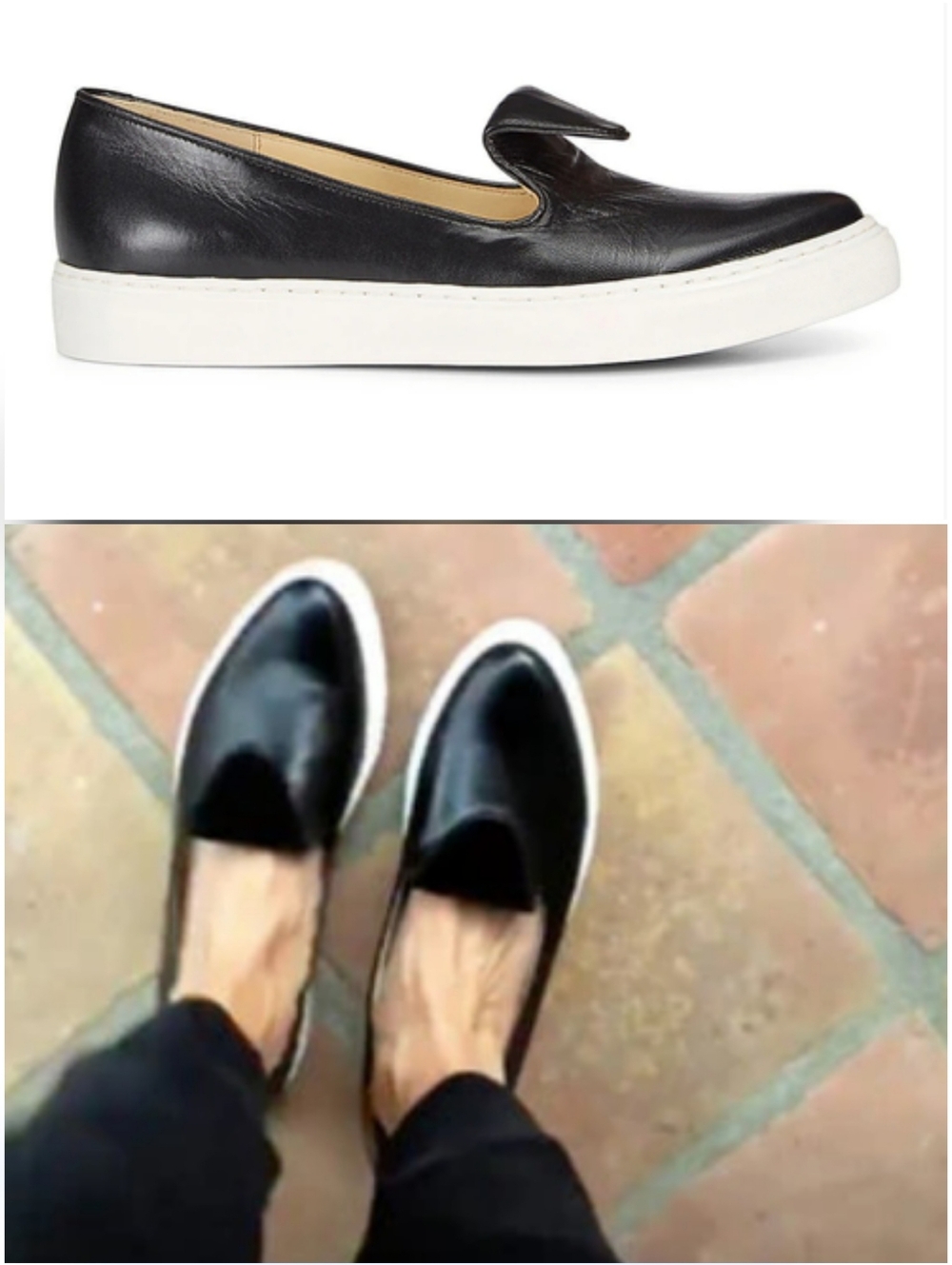 Sarah Flint Black Andrea Leather Slip On Athletic Walking Shoes